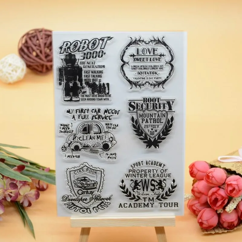 CS1041 11x16cm new Scrapbook DIY Photo Album Account Transparent Silicone Rubber Clear Stamps Robot | Канцтовары для офиса и