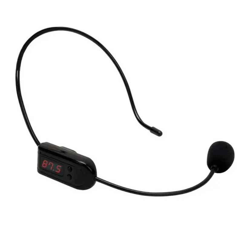 

ALLOYSEED Black FM Wireless Microphone Headset Megaphone Radio High-definition Digital Tube Display Frequency for Loudspeaker