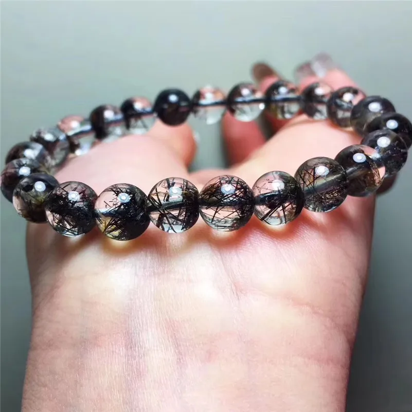 Natural Black Hair Rutilated Quartz Stone Bracelet (2)