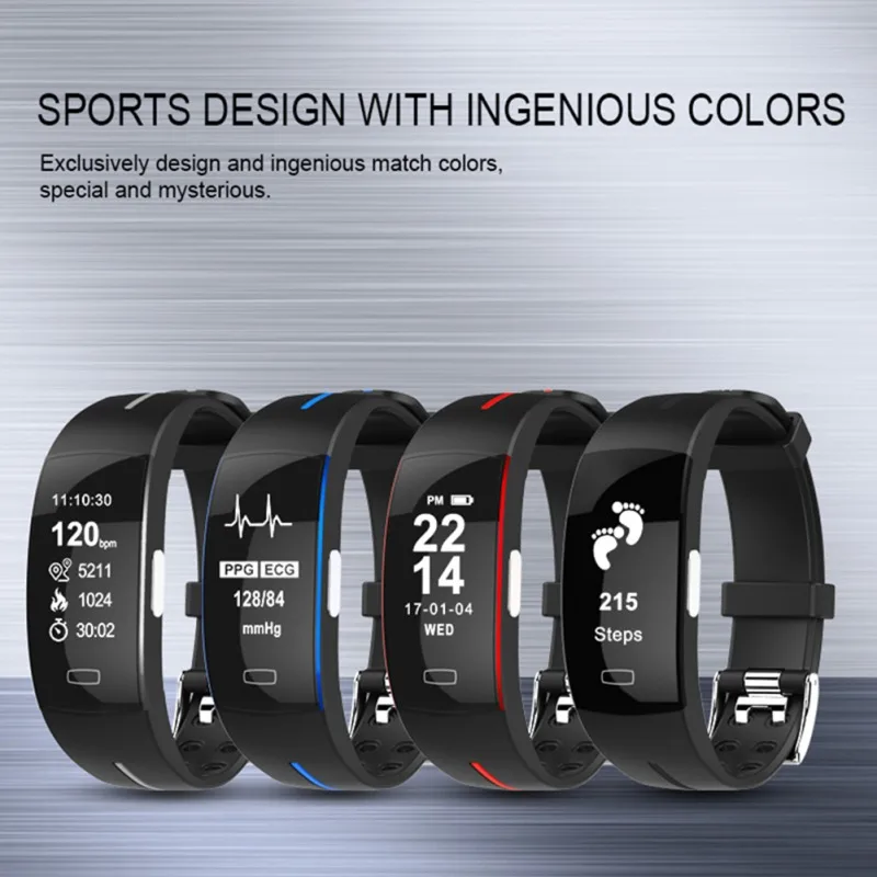 P3 Smart Bracelet ECG Blood Pressure Exercise Heart Rate Monitoring Tracker for IOS /Android Smart Band