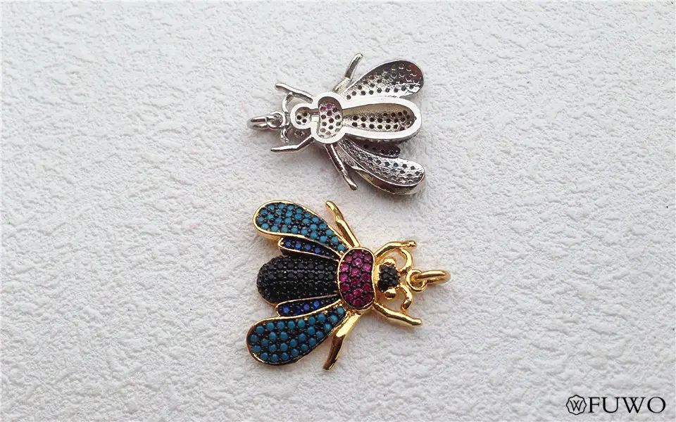 Micro Pave Crystal Zirconia Fly shape Bug Pendant 7