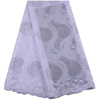 

Pure White Cotton Swiss Voile Lace Fabric With Stones 2019 High Quality African Cotton Lace Fabric For Wedding Y1487