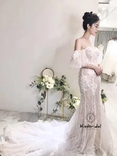 New Beautiful Lace Wedding Dresses Corset Back 2018 Removable