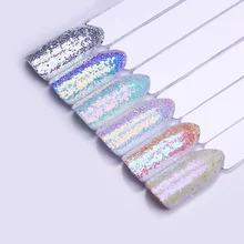 1 коробка 1 г голографический блестящий для ногтей порошок блестящие переливающиеся хлопья Хамелеон Блестящий пигмент для ногтей порошок пыли Маникюр