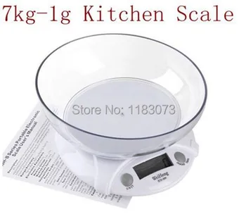 

7KG 1g Digital Kitchen Weighing Scales LCD Electronic Parcel Food Diet Scale Household Green Backlight Weight Balance With Bowl