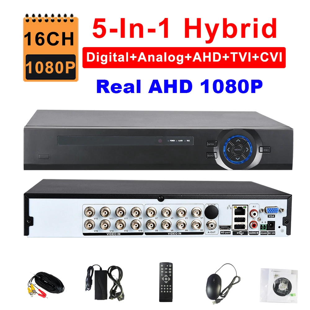 5 в 1 гибридный видеорегистратор AHD 1080P 16 каналов TVI CVI ONVIF 3G Wi Fi|dvr 16ch|dvr 16ch 1080pdvr 1080p |