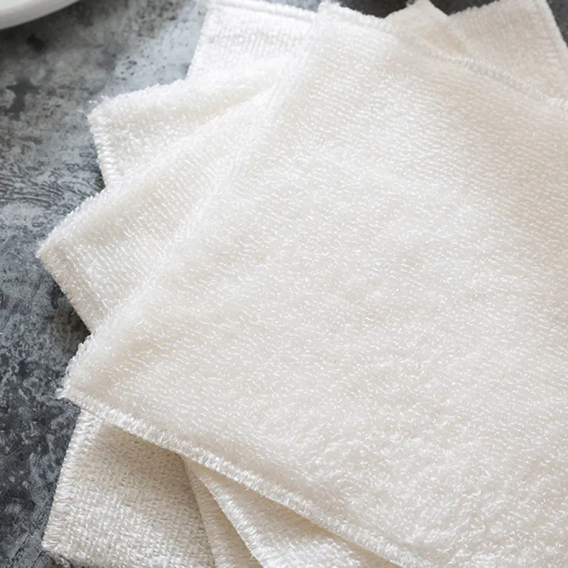 5 шт. эффективные анти-масляные чистящие салфетки ткань для посуды бамбуковое волокно Двухслойное полотенце для мытья Волшебные кухонные чистящие инструменты