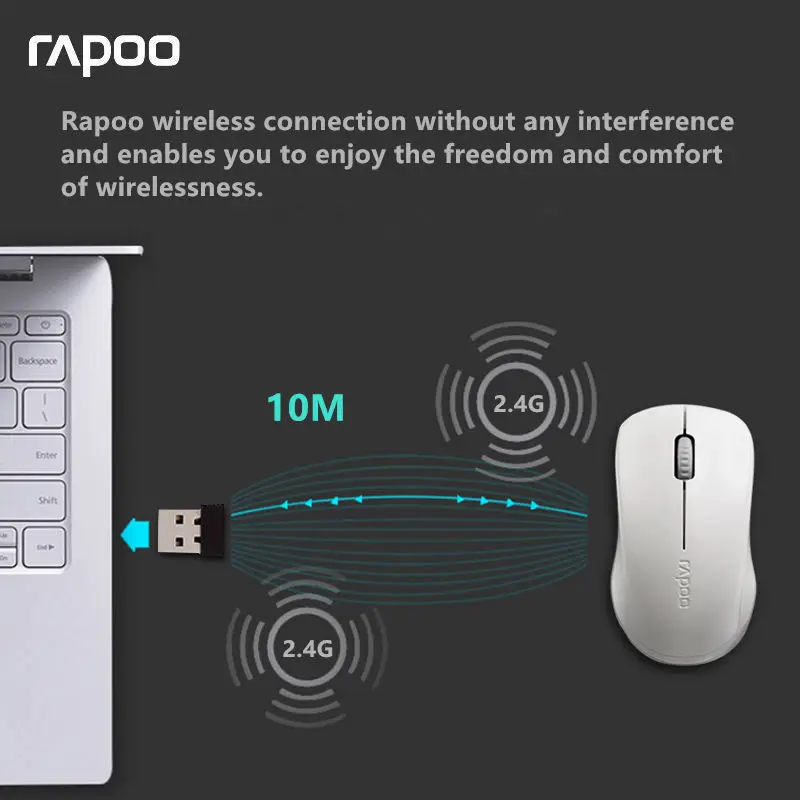 Rapoo1680 Бесшумная Беспроводная оптическая мышь для ноутбука USB Кнопка отключения