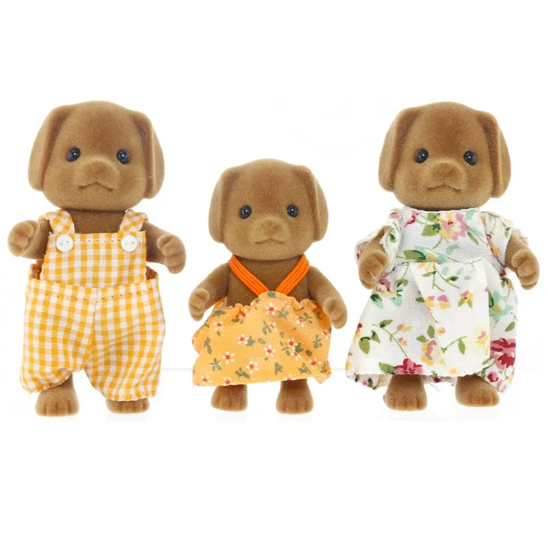 Sylvanian Families кукольный домик пушистая кукла фигурки животных коричневые собаки семья 3 шт. Набор 14648