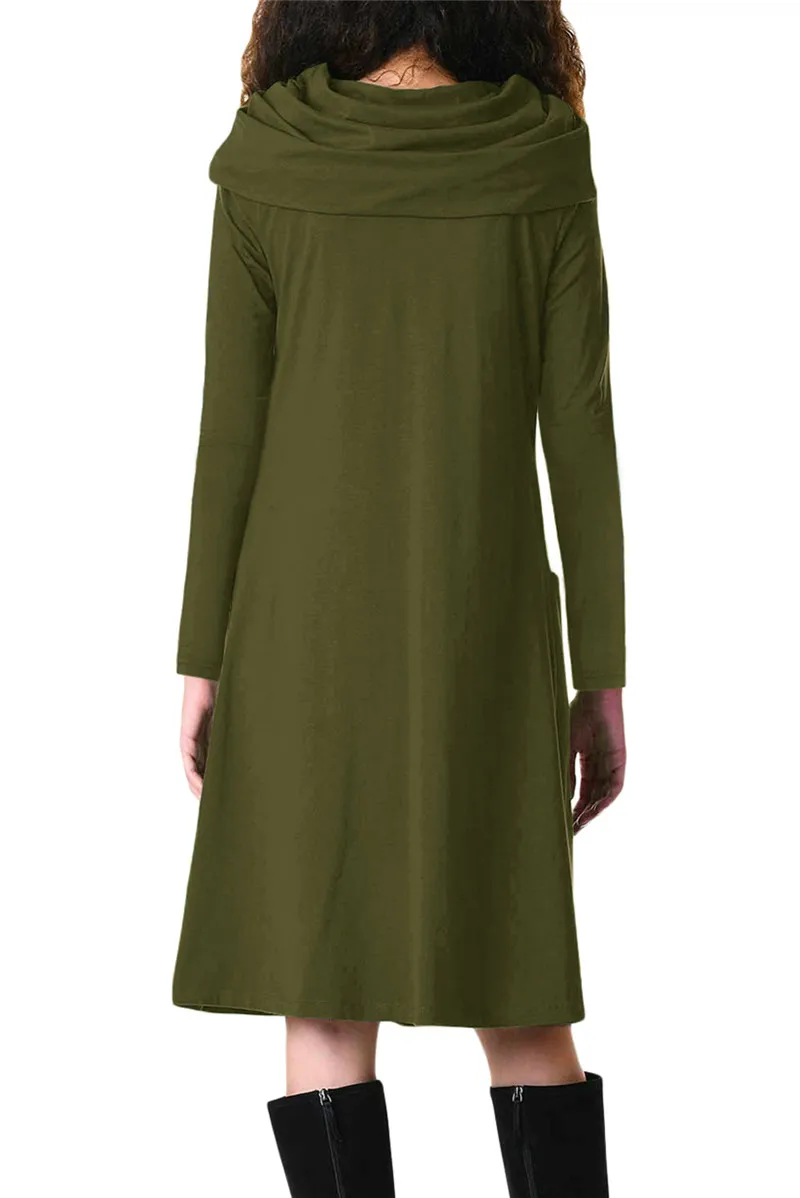 Olive-Green-Cowl-Neck-Long-Sleeve-Jersey-Dress-LC610875-9-2
