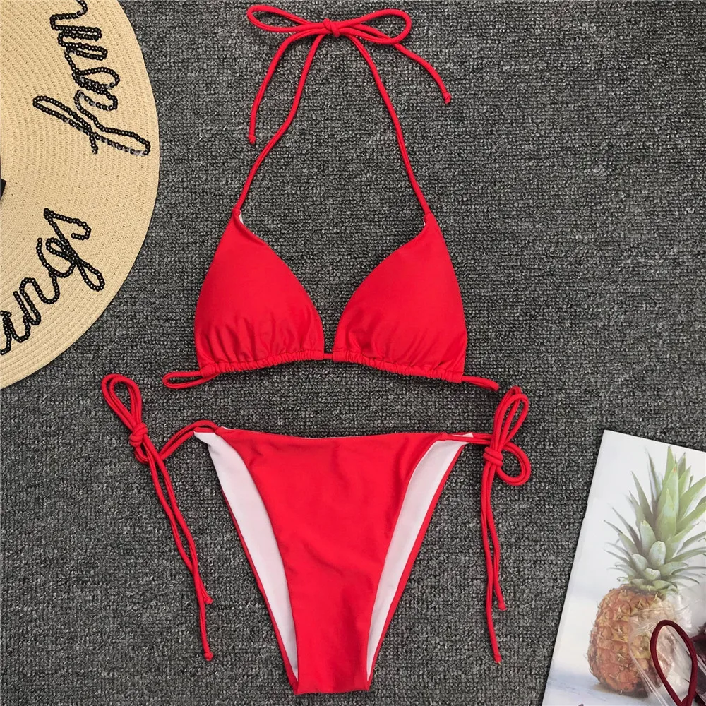 

Melphieer 2019 summer beachwear new brazilian bikini set ties swimwear pads bathing suit swimsuit biquini maillot de bain femme