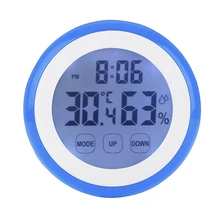 Часы с ЖК-подсветкой, пластиковые цифровые часы с функцией температуры и влажности, мини настенные часы, измеритель погоды в помещении