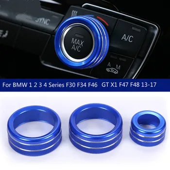 

3Pcs For BMW 1 2 3 4 Series F30 F34 F46 GT X1 F47 F48 13-17 Car Styling Air Conditioning Knobs Audio Circle Trim Alloy Accessory