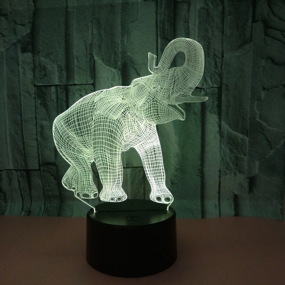 

DBF 3D Illusion Lamp Elephant Lamp Optical Touch/Remote 7 LED Colors Changing for Kids Room Birthday Gifts for Boys Girls Child