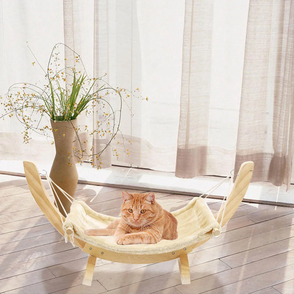 

Cats Hammock Puppy Kitten Hanging Beds Mat Summer Winter Cat Bed Soft Mat With Durable Wood Frame For Small Pets Hanging Bed