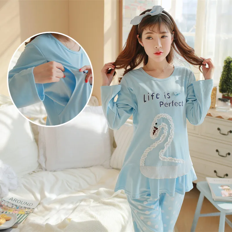 

Maternity Breastfeeding Pajamas Sets Mom Cotton Cutyome Nursing Nightgown For Pregnantw Womens Nightwear Pijamas