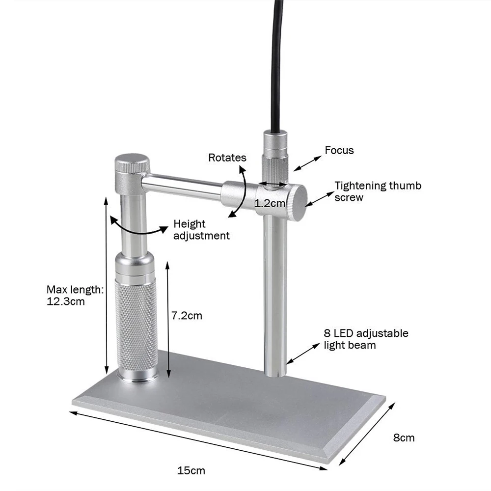 

Digital Microscope Electronic Microscope Camera Magnifier Microscopes with High Quality CMOS Sensor Adjustable Rotatable Stand