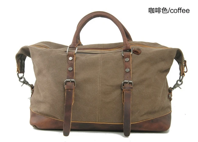 Мужские дорожные сумки, военная холщовая спортивная сумка, Большая вместительная сумка для багажа, сумка на выходные, винтажная дизайнерская сумка-тоут для переноски на ночь - Цвет: coffee