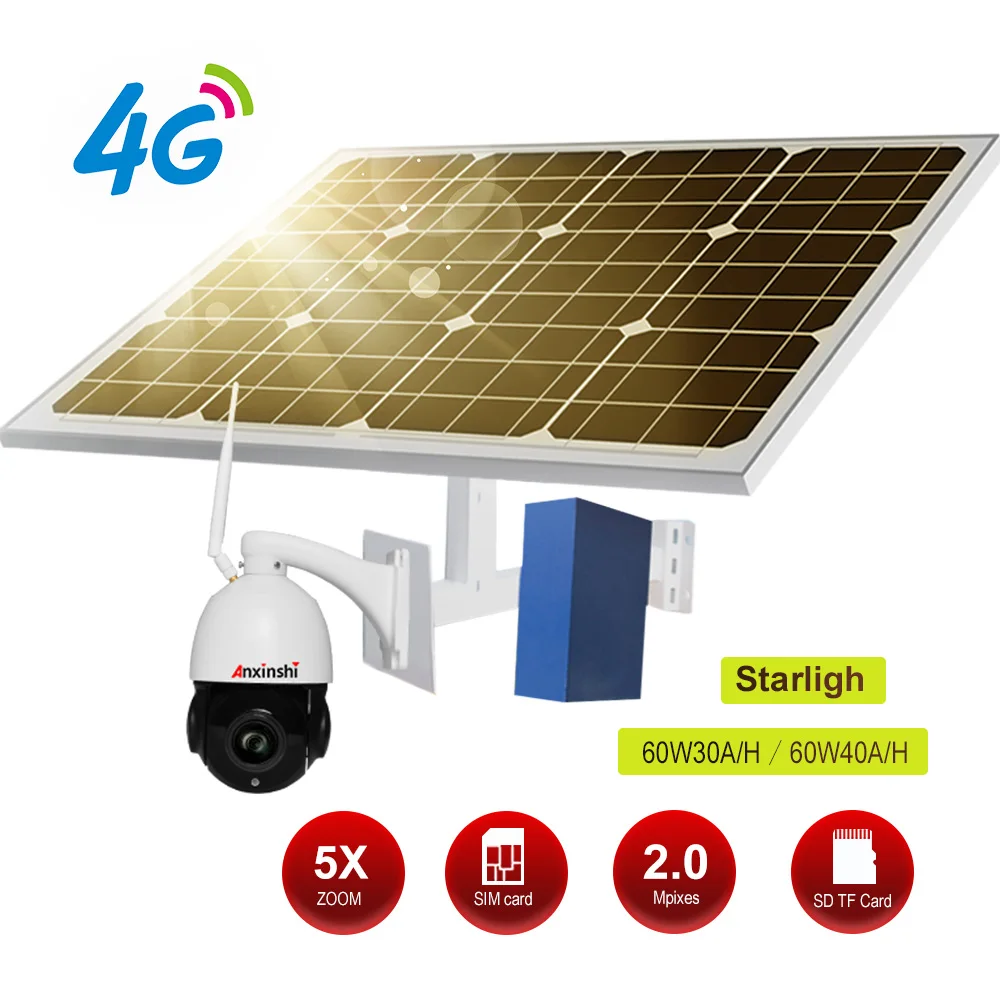 2MP купольная Солнечная 3G 4G беспроводная PTZ ip камера 1080P HD 5x zoom SD слот для карты P2P