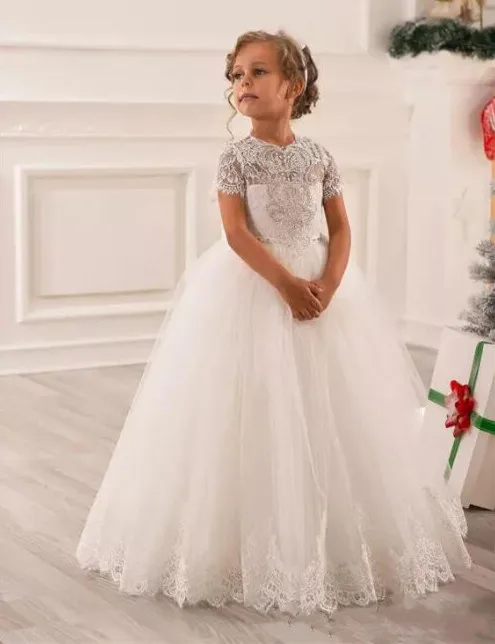 kleuring mild Plagen Nieuwe Kralen Bloem Meisjes Jurken Bruiloft Vakantie Bruidsmeisje  Verjaardag Tule Kant Ivoor Eerste Communie Jurk|girls dress|flower girl  dresses weddinggirl dress wedding - AliExpress