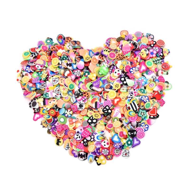 

1000pcs/pack 3mm Fruit Flowers Feather Design Tiny Fimo Slices Polymer Clay DIY Girls Toys Stickers Girls Gifts