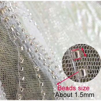 

Stock African Beads Sequins Tulle Lace Fabric,Diy Wedding Apparel Sewing Patchwork Cloth Material Tecido