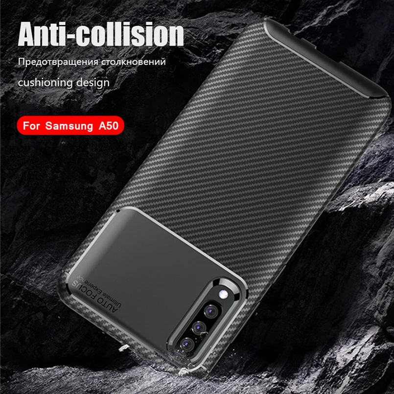 

For Samsung A50 phone case anti-fall pure color Carbon Fiber TPU Samsung Galaxy A50 protective case soft shell