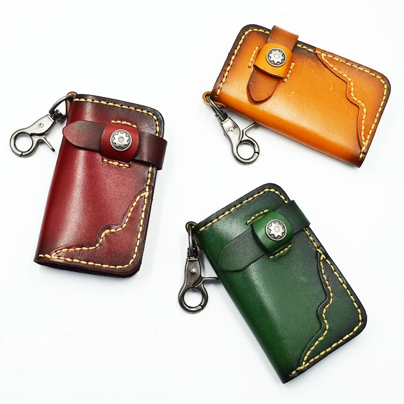 

Key Holder Men Genuine Leather Head Cowhide Card Holder Car Key Holder Bag