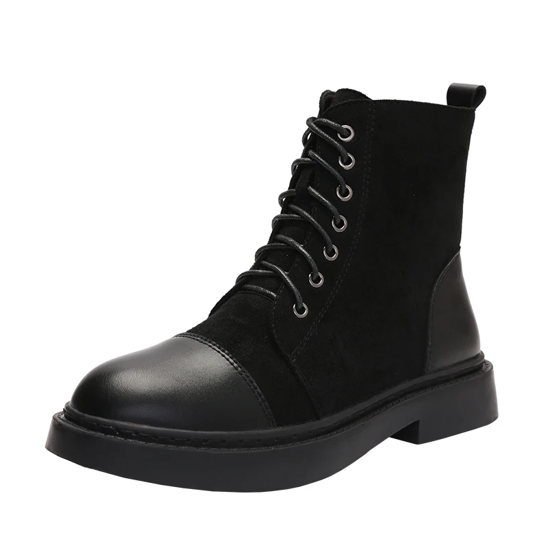 

Retro Women's Shoes Autumn & Winter Boots Female British Style Martin Boots Fashion Ankle Boots Thick Heels Suede+PU 2 Lining