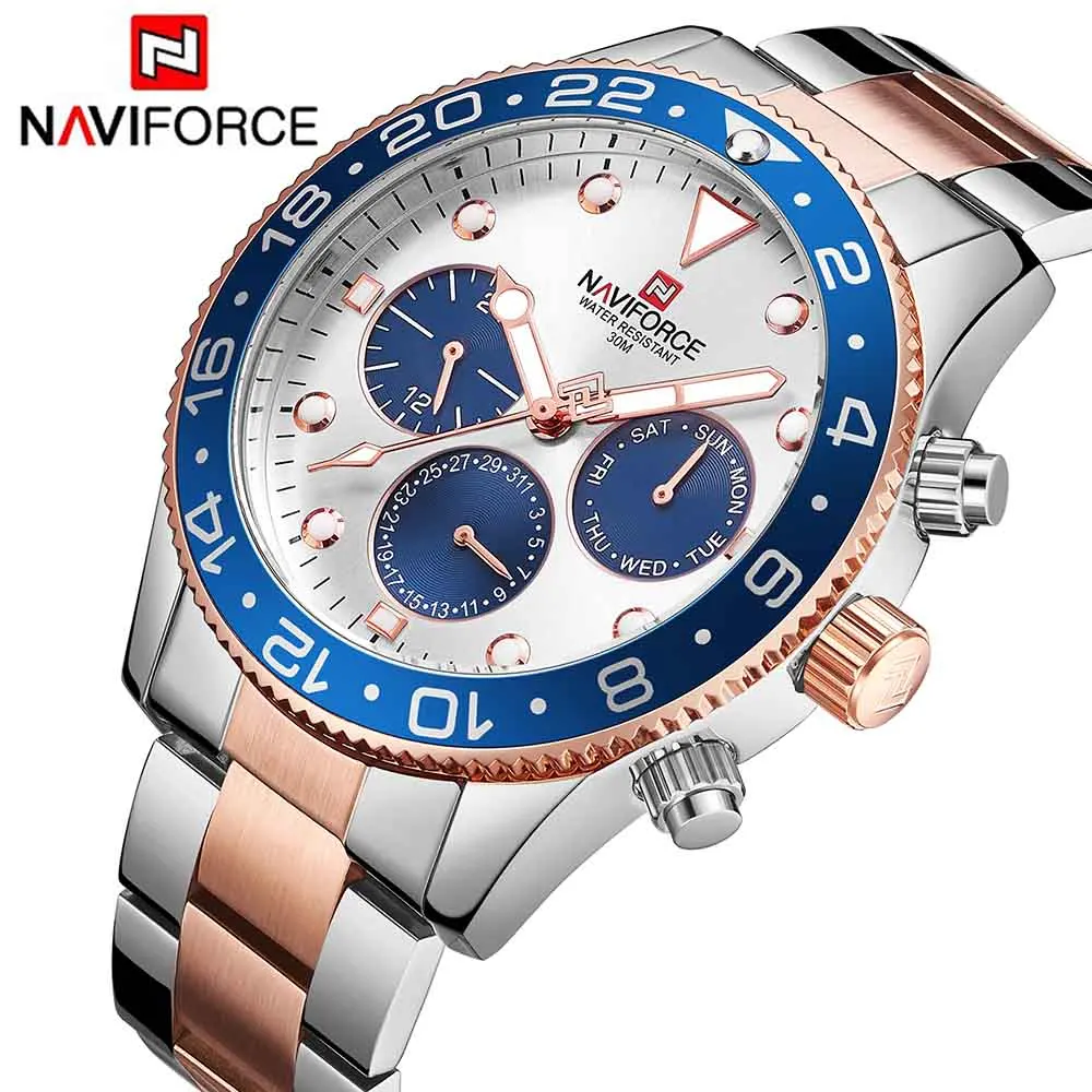 Top Luxury Brand NAVIFORCE 2018 New Men Military Waterproof Sport Quartz Watch Date Week 24 Hour di