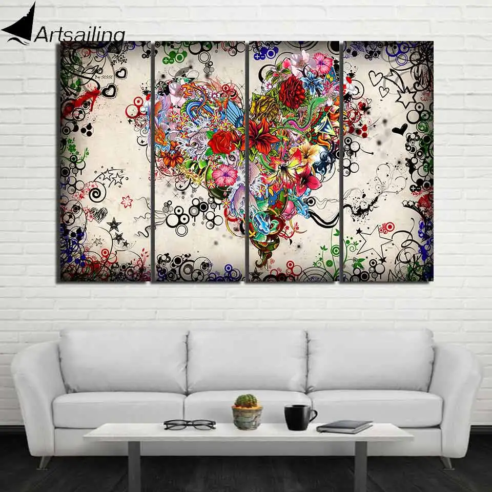 Billig ArtSailing HD Gedruckt 4 stück leinwand kunst blume liebe herz romantik malerei bilder für wohnzimmer Freies verschiffen ny 2525