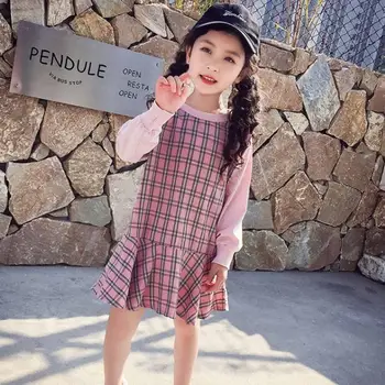 

2019 New Spring Autumn Fashion Teenage Girls Cotton Plaid Dresses Baby Girl Dress Clothes Vestidos Kids Dresses For Girls S192