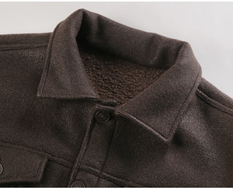 Для мужчин зимние платье Кофе меха Повседневное шерстяные куртка Slim Для Мужчин's Термальность карманы Европейский Стиль теплая брендовая Новая куртка f8235