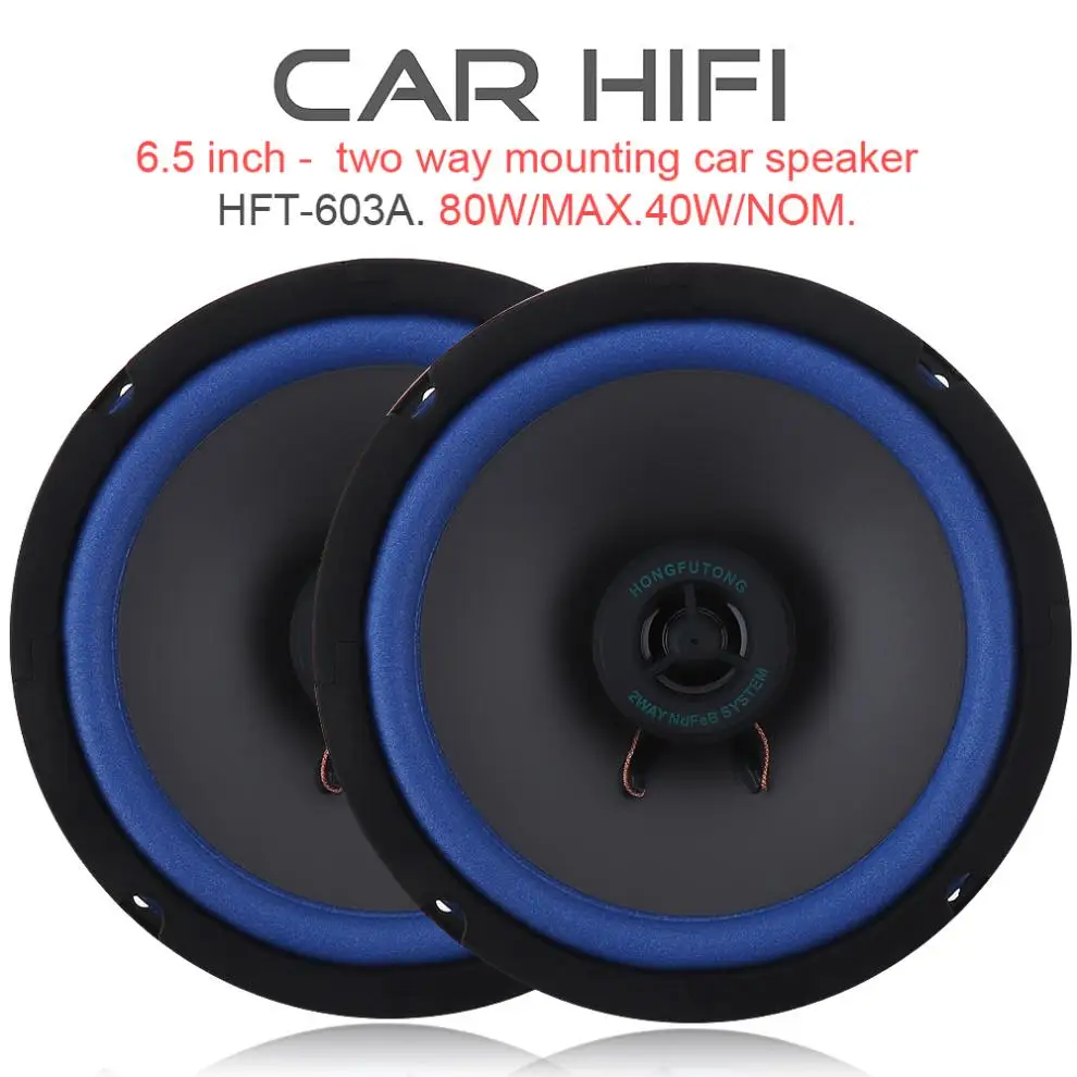 

2pcs 6.5 Inch 80W 12V Car HiFi Coaxial Speaker Vehicle Door Auto Audio Music Stereo Full Range Frequency Loudspeaker for Cars
