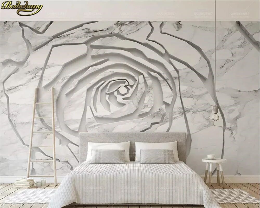 beibehang Custom photo wallpaper mural jazz white marble texture stitching 3d rose TV background wall papers home decor