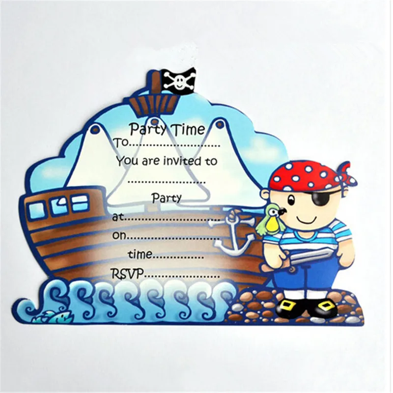 Pirate Ship Invitation Pirate Party Invitations Card Pirate Birthday Party Supplies Kids Event Birthday Invitations DT41 (3)