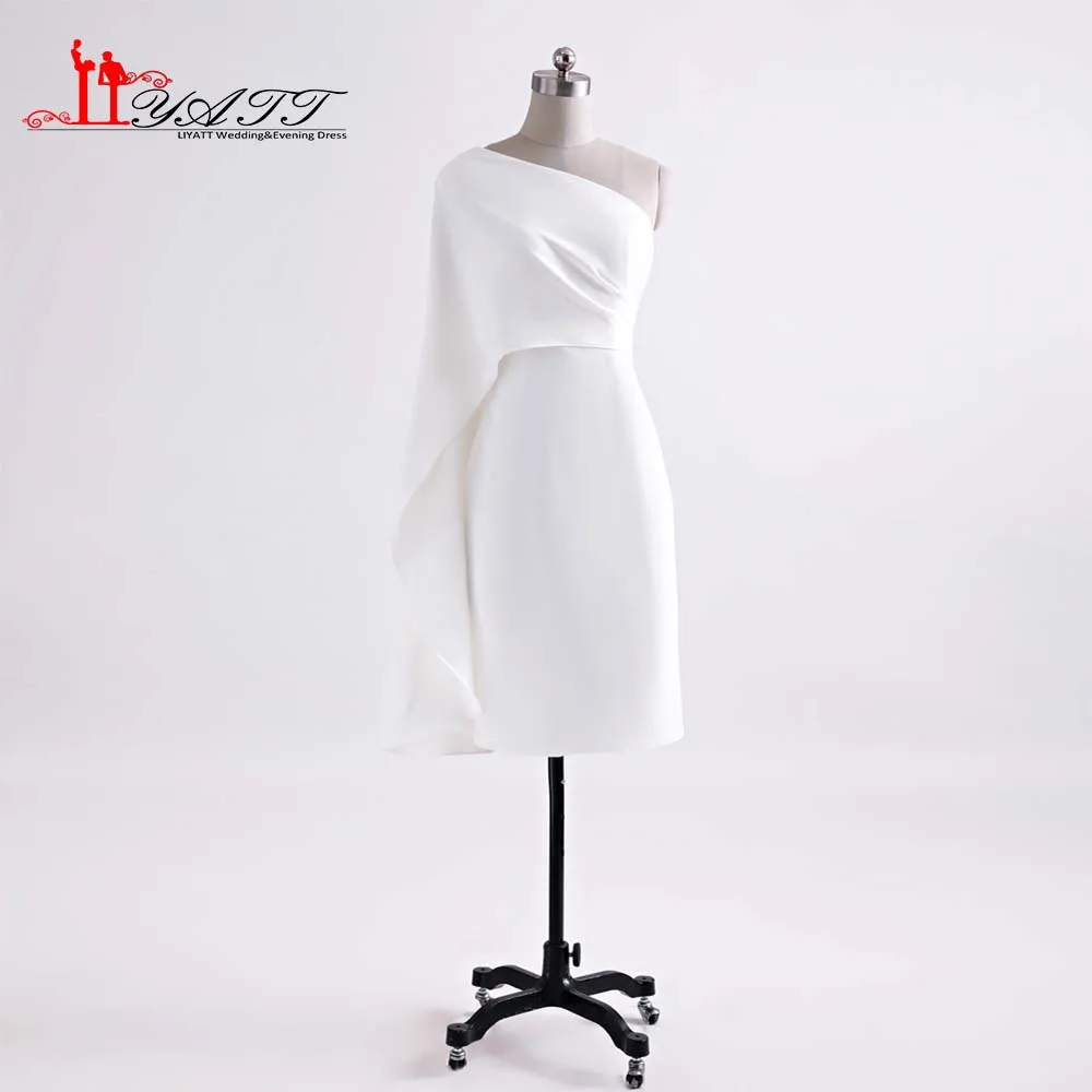 Белое платье на одно плечо для выпускного вечера 2017 мусульманское вечернее