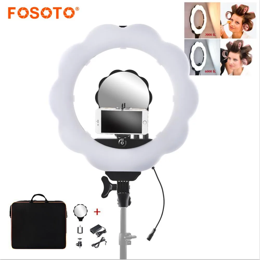 

fosoto FT-108 384 Led 3000K-6000K Dimmable Photographic Lighting Camera Studio Phone Photography Ring Light Lamp&battery slot