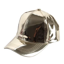 Winfox Модные женские мужские блестящие золотые лазерные металлические кожаные бейсболки Snapback хип хоп шляпы