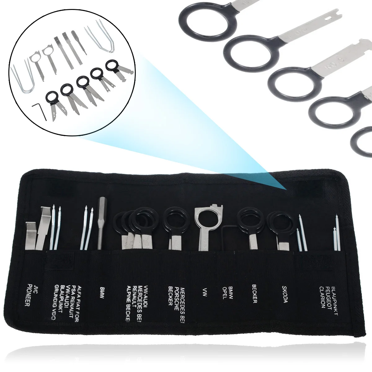 Mayitr 20pcs/set Professional Car Radio Removal Key Tool Kit Audio Tools Keys Stereo CD Repair Hand Tools Set Removal Tool