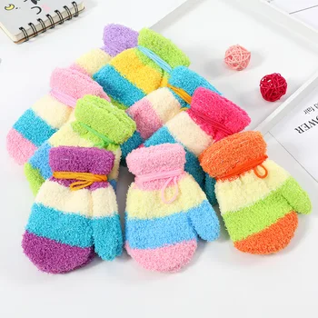 

Colorful Children Gloves Autumn Winter Kid mittens Warm Boy Girl BeBe Mittens Coral Pack Baby Stitching Gloves Infant Toddler