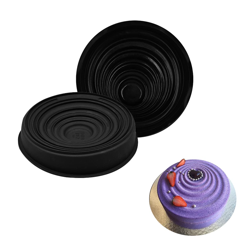 

Water Ripple Round Silicone Cake Baking Pan For Mousse Dessert Mould Brownie Chiffon Bakeware 3D Vortex Baking Decoration Tool