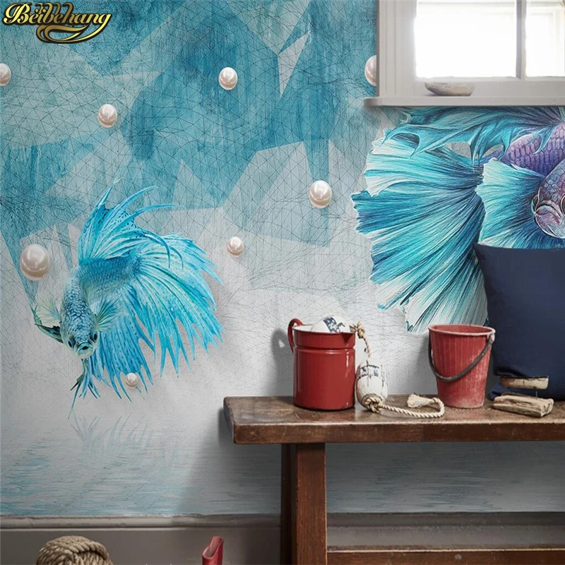 beibehang Dark blue abstract lines peacock jewelry background wall custom photo wallpaper large mural papel de parede