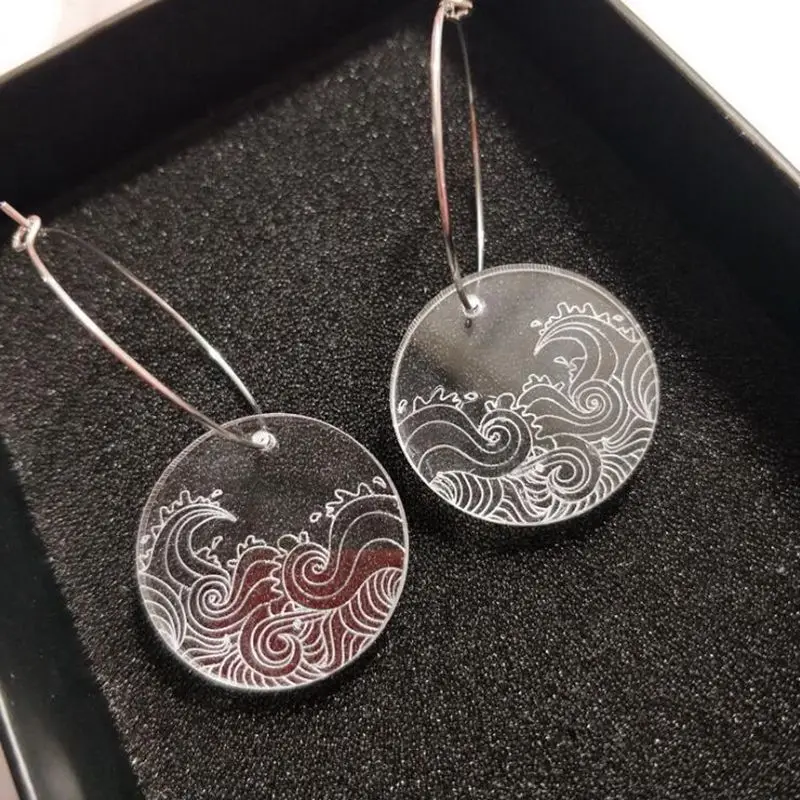 

Fashion Trendy Jewelry Transparent Acrylic Round Sea Wave Dangle Earrings For Women