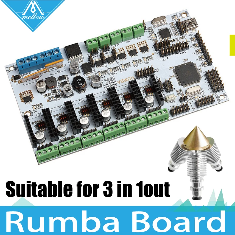 3D Printer Diamond Hotend Brass Multi Color Nozzle 3 IN 1 OUT Control Kits Mother Rumba Board based on ATmega's'AVR processor 3D Printer Diamond Hotend Brass Multi Color Nozzle 3 IN 1 OUT Control Kits Mother Rumba Board based on ATmega's'AVR processor