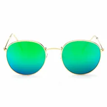Винтажные Солнцезащитные очки, уличные очки, цветные линзы, зеркальные, Модная Золотая оправа, классическая круглая оправа, дикие цветные солнечные очки
