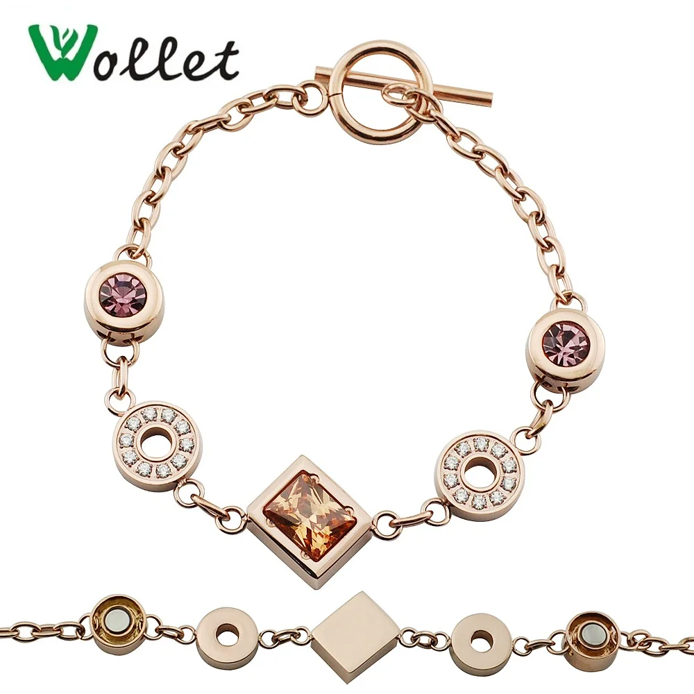 

Wollet Jewelry Set Magnetic Charm Bracelet Pendant Necklace for Women CZ Stone Resin Chain Charming Shell