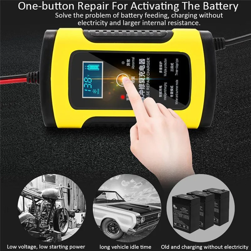 

Full Automatic Car Battery Charger Intelligent Fast Power Charging Digital LCD Display Motorcycle Lead-Acid Batteries Charging