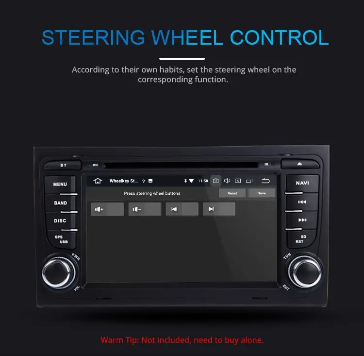Top JDASTON Android 9.0 Car DVD Multimedia Player For AUDI A4 2002-2008 GPS Navigation 2 Din Car Radio Audio 4G+64G Steering wheel 10