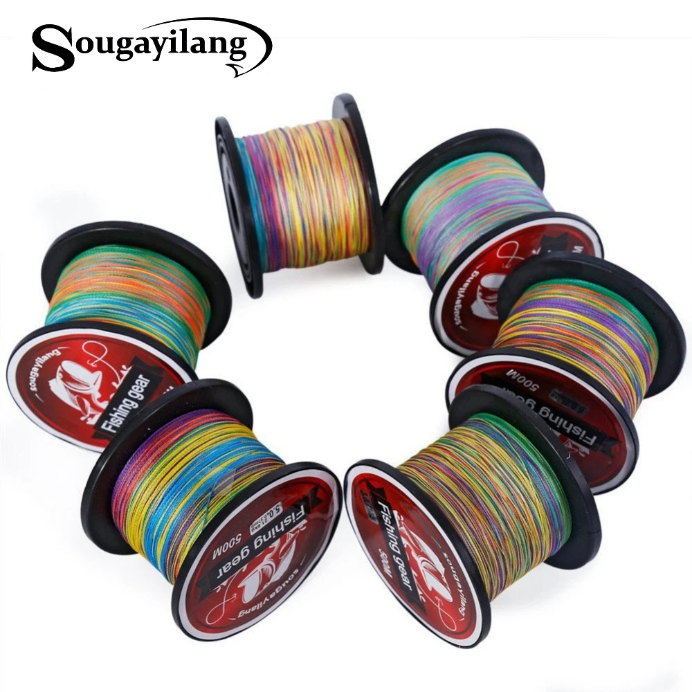 Sougayilang جديلة الصيد 0.4-8 # مضفر خيط صنارة الصيد سوبر قوي متعدد الألوان Pe المواد خط Multifilamento 500 M